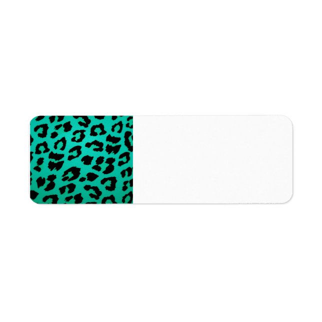 Étiquette Empreinte de léopard turquoise vert et noir (Devant)