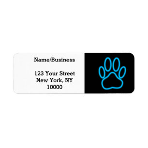 Étiquette Empreinte de patte de chien de Néon Bleu