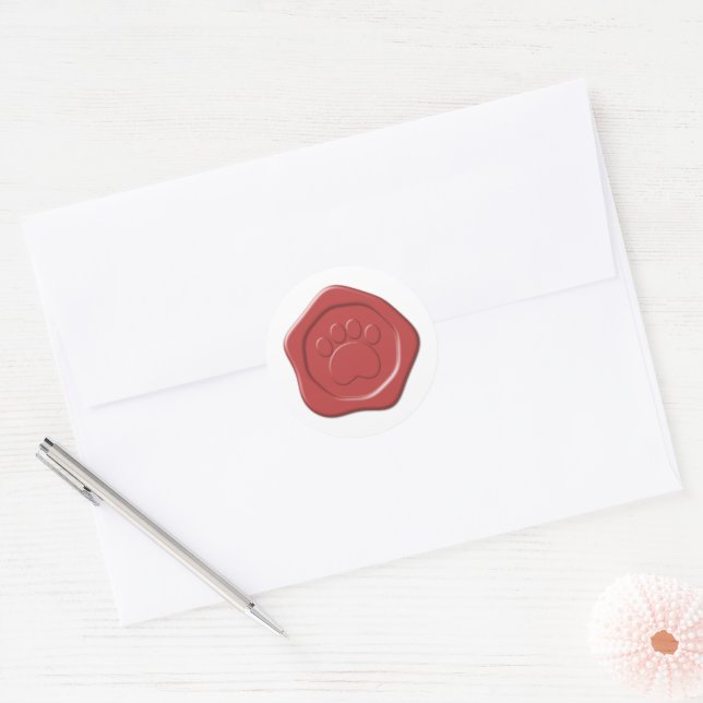 étiquette empreinte de patte de cire rouge (Enveloppe)