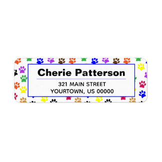 Étiquette Empreintes de pattes arc-en-ciel Chien Chat Étique
