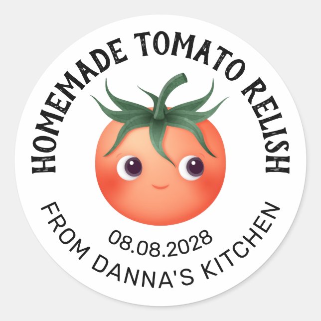 Étiquette en conserve de tomate Relish avec tomate (Devant)