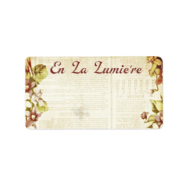 Étiquette En La Lumière 1.25 x 2.375 Livraison Septembre 201 (Devant)