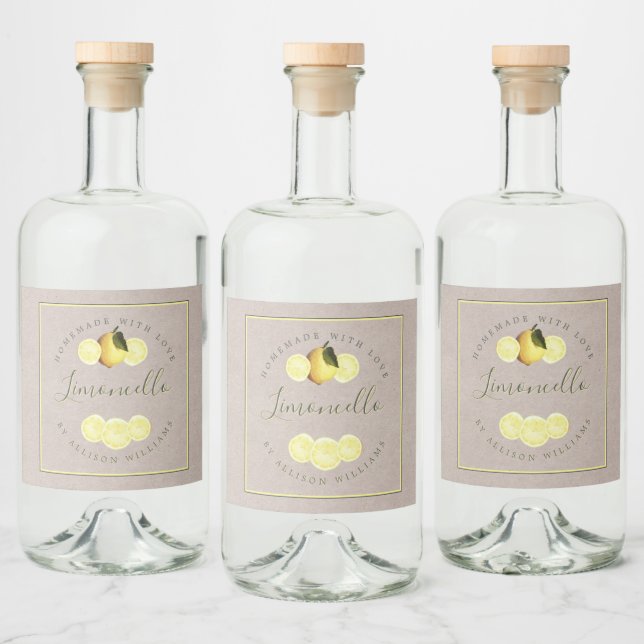 Étiquette en papier kraft pour limoncello fait mai (Bouteilles)