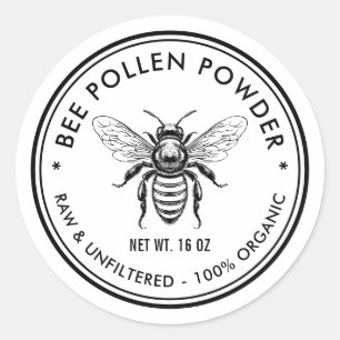 Étiquette en poudre de pollen d'abeilles avec abei