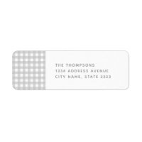 en vichy Grey White Check Motif Adresse de retour