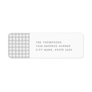 Étiquette en vichy Grey White Check Motif Adresse de retour
