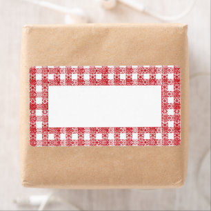 Étiquette en vichy rouge blanc blanc dentelle vintage adress