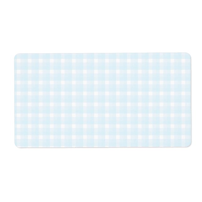 Étiquette en vichy vérifier le motif. Bleu pâle et Blanc. (Devant)