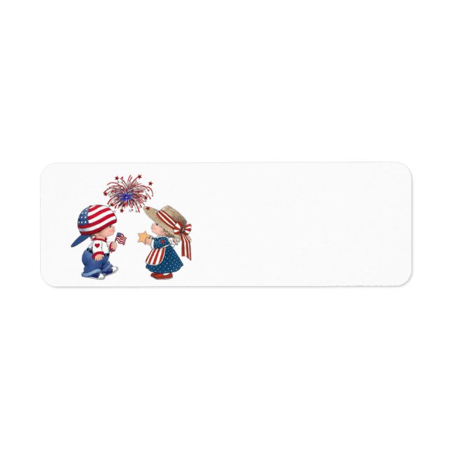 Étiquette Enfants Animés du 4 juillet (Devant)