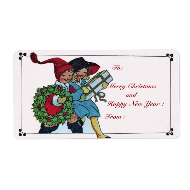 ÉTIQUETTE ENFANTS AVEC CADEAUX DE NOËL (Devant)