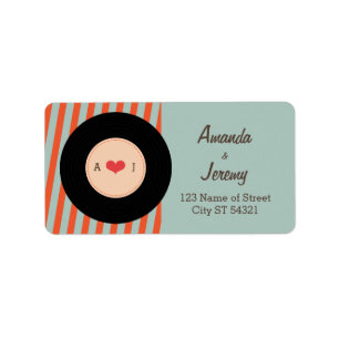 Étiquette Enregistrement Retro Vinyl Orange / Sky Blue