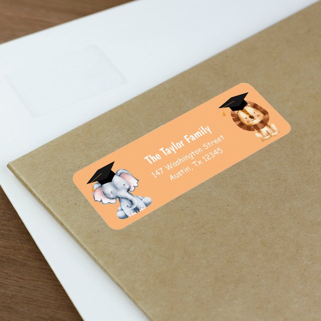 Étiquette Enseignement préscolaire pour enfants d'animaux Ad (Animal Kids Preschool Graduation Return Addres Label)