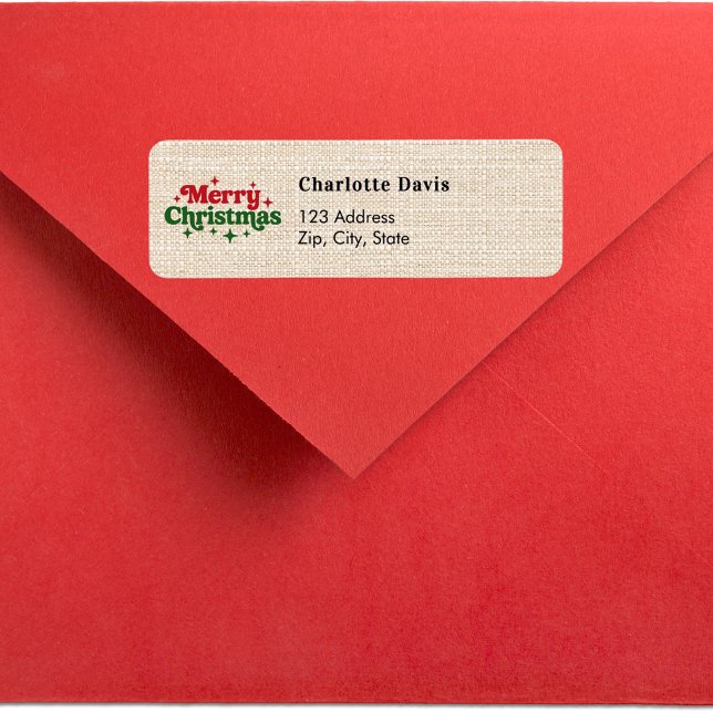 Étiquette Enveloppe de Noël beige rustique adresse de retour (Créateur téléchargé)