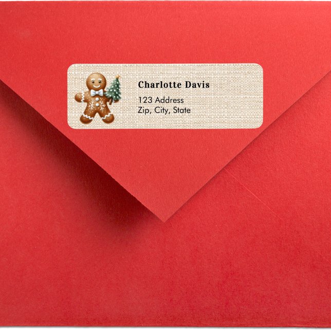 Étiquette Enveloppe de Noël en pain d'épices beige adresse d (Créateur téléchargé)
