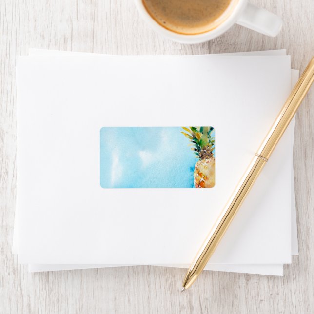 Étiquette Enveloppe tropicale vibrante au papier aquarelle r (En situation)