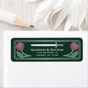 Étiquette Épée Médiévale Verte Fantastique Argent Mariage La