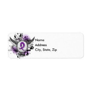 Étiquette Épilepsie pourpre de ruban et d'ailes