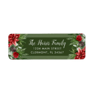 Étiquette Épinette verte Poinsettia Pinecone
