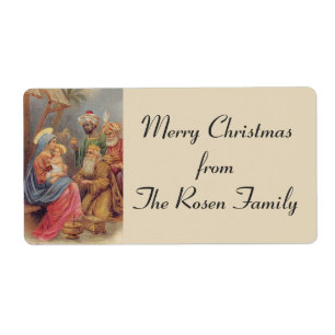Étiquette Épiphanie de Noël les trois Rois Holy Family