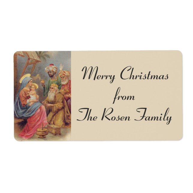Étiquette Épiphanie de Noël Trois Rois Famille Sainte (Devant)