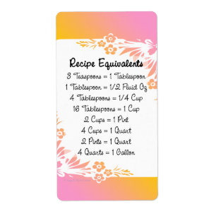 Étiquette Équivalents de mesure Cuisine Helper Floral