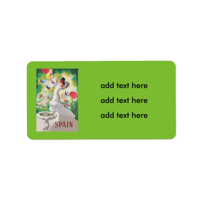 Étiquette Espagne Senorita Oiseaux Fleurs Fiesta Garden (Devant)