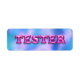 Étiquette Essayer Fuchsia Pink Blue 3D Tester Exemples Conta