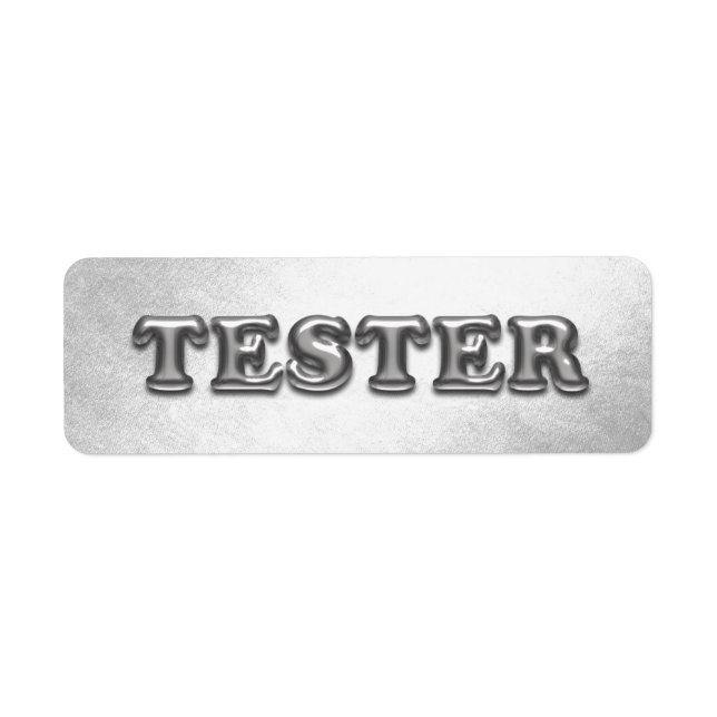 Étiquette Essayez-moi Silver Grey 3D Tester Exemples Contant (Devant)