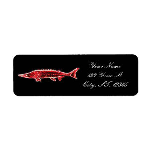 Étiquette esturgeon rouge nageant Thunder_Cove