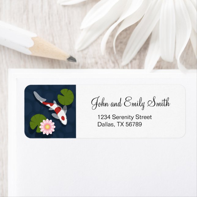 Étiquette Étang japonais de poissons Koi (En situation)