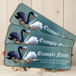 Étiquette Eternal Bond, Black and White Swans in Love.