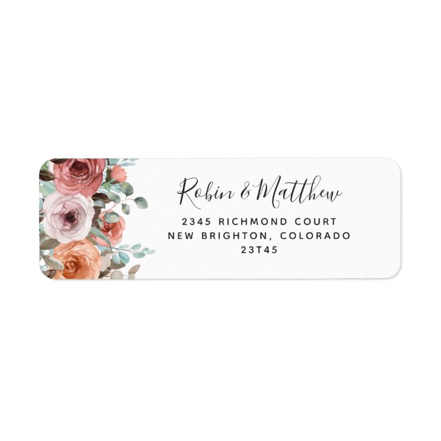 Étiquette Ethereal Blush, Peach Floral Adresse de retour (Devant)