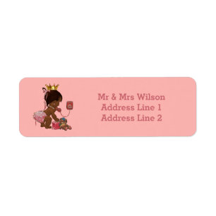 Étiquette Ethnic Princess Phone Teddy Baby shower de valise