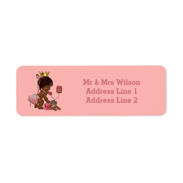 Étiquette Ethnic Princess Phone Teddy Baby shower de valise (Devant)