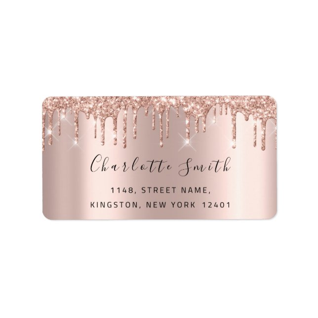 Étiquette Étincelle d'or Rose Mariage RSVP (Devant)