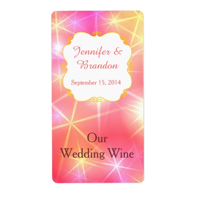 Étiquette Étincelles colorées Mariage personnalisé Mini Étiq (Devant)