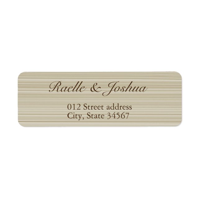 Étiquette Etiquette d'adresse de retour Zen beige blanc rayé (Devant)