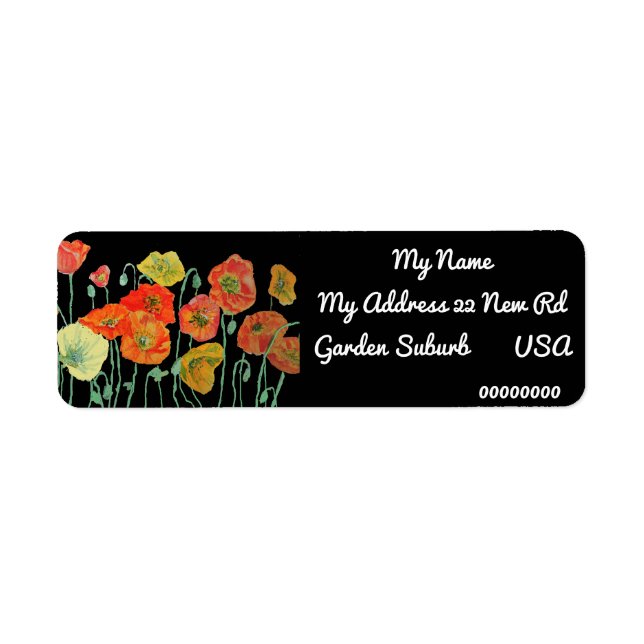 Étiquette Etiquettes de retour d'adresse de Red Orange Poppy (Devant)