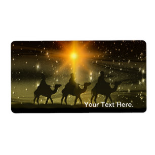 Étiquette Étoile d'or de sages de Noël de Bethlehem