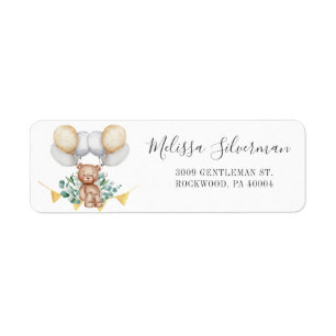 Étiquette Eucalyptus Baby shower Bear Balloon Adresse de ret