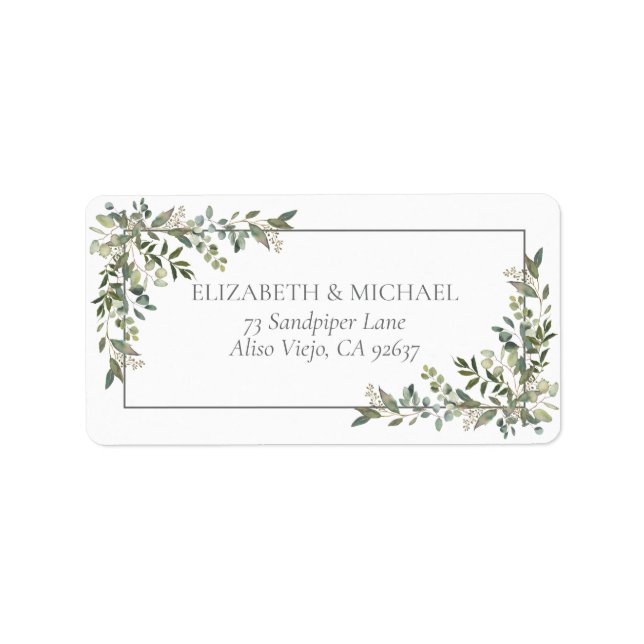 Étiquette Eucalyptus Botanique Sage Green Adresse du Mariage (Devant)