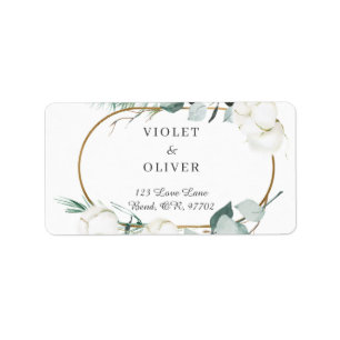 Étiquette Eucalyptus Cotton   White Modern Wedding Address