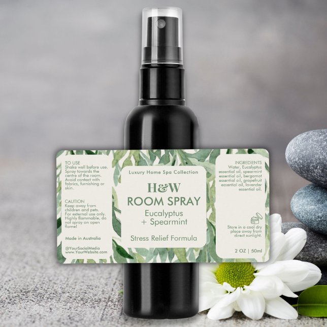 Étiquette Eucalyptus de verdure Botanique Spray produit bout (Greenery Eucalyptus Botanical Spray Bottle Product Label)