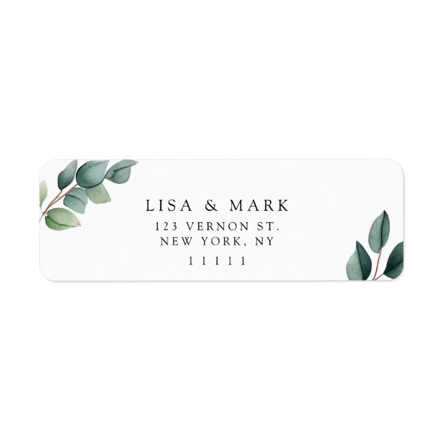 Étiquette Eucalyptus Elegant Green Adresse de retour Label (Devant)