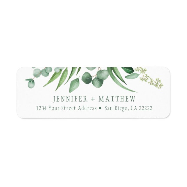 Étiquette Eucalyptus Envy Botanical Adresse de retour | (Devant)