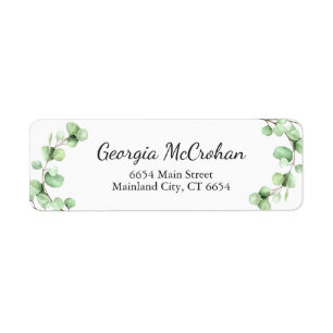 Étiquette Eucalyptus Feuilles de verdure Adresse de retour L