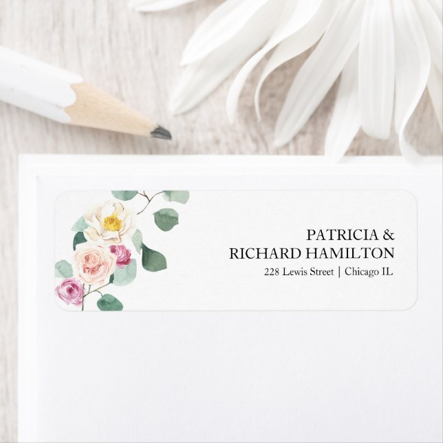 Étiquette Eucalyptus Floral Mariage Adresse de retour Étique (En situation)