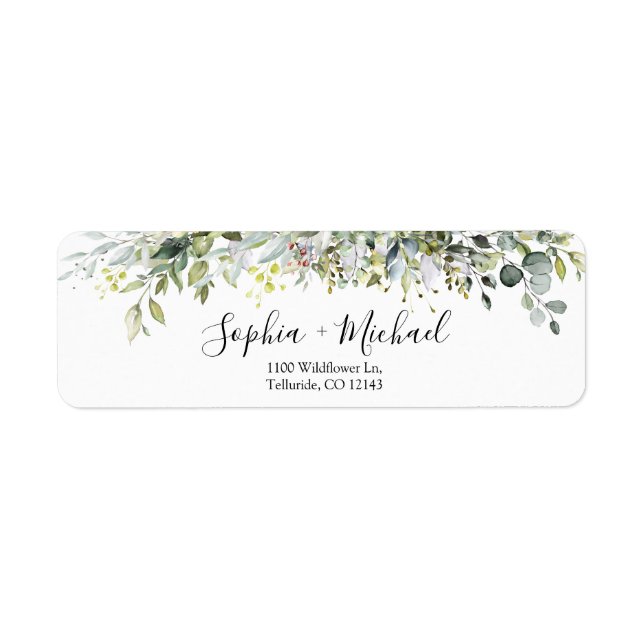 Étiquette Eucalyptus Floral Mariage Retourner Adresse étique (Devant)