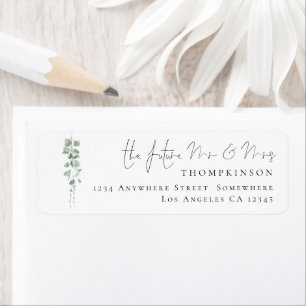 Étiquette Eucalyptus Future M. Mme Mariage Retour Adresse