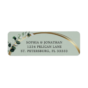 Étiquette Eucalyptus Gold Sage Mariage Adresse de retour Lab